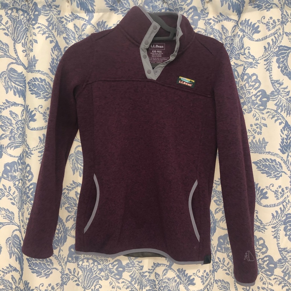 Llbean womens maroon quarter zip up fleece